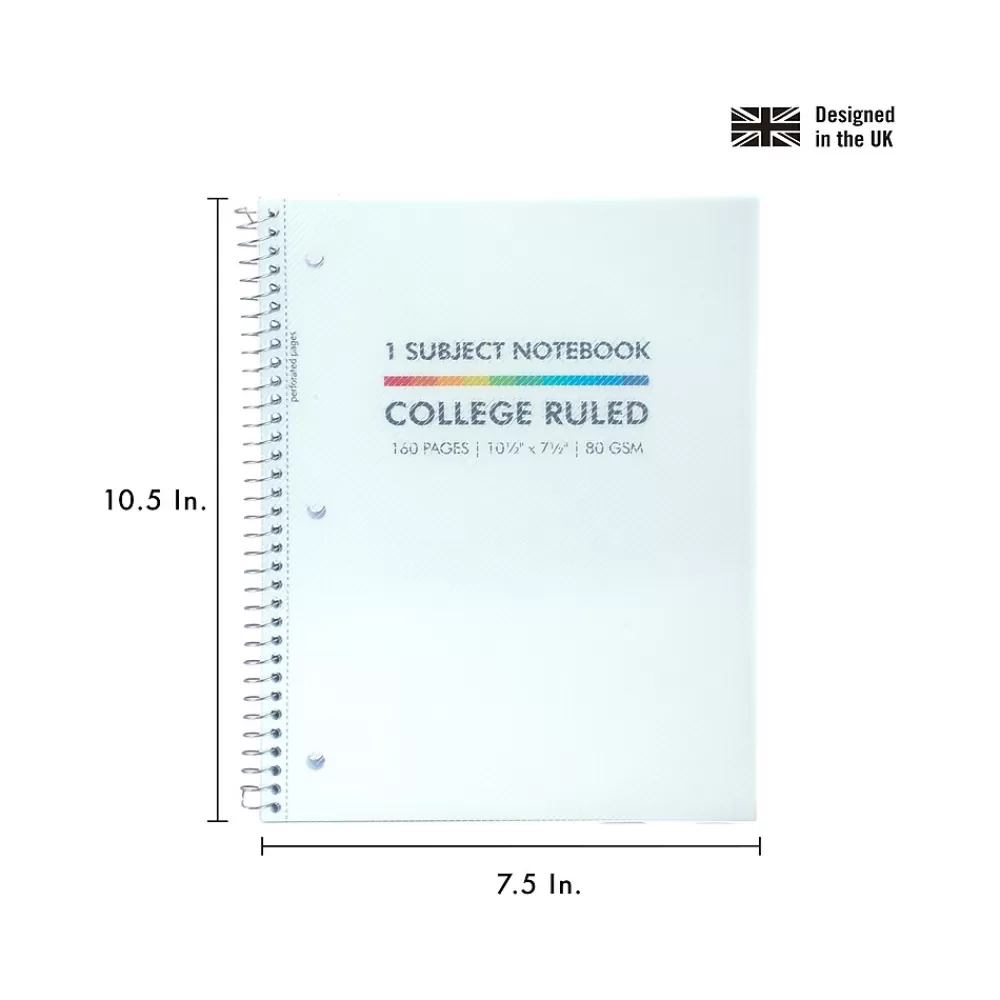 Pukka Pad Subject Notebooks<Basics Subject Notebook, 7.5" x 10.5", College-Ruled, 80 Sheets, White, 3/Pack (9759-BAS)
