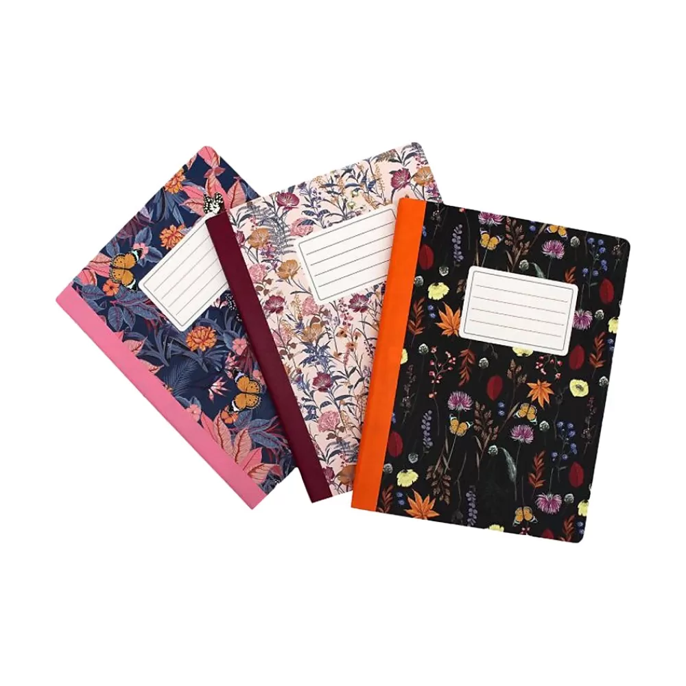 Pukka Pad Notebooks<Bloom Composition Notebooks, 7.5" x 9.7", College Ruled, 70 Sheets, Assorted Colors, 3/Pack (9516-BLM)
