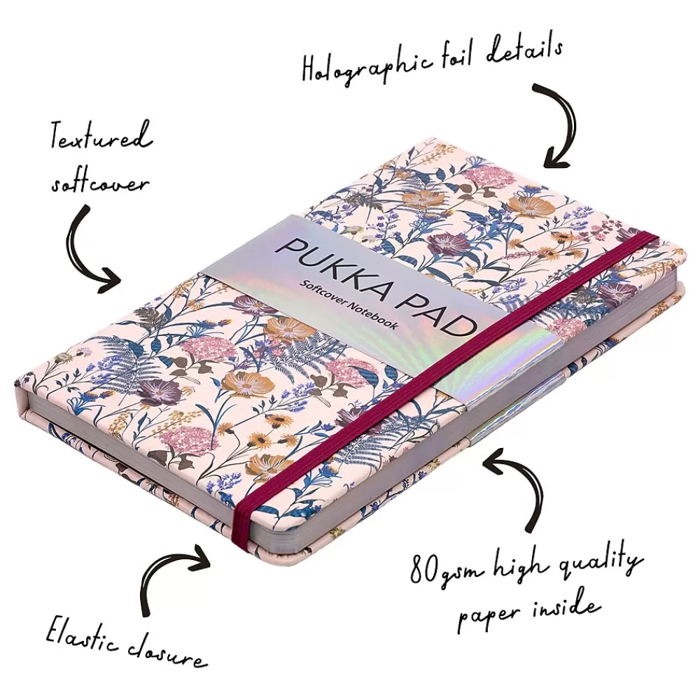 Pukka Pad Subject Notebooks<Bloom Subject Notebooks, Narrow Ruled, Black, 3/Pack (PUK9493BLM)