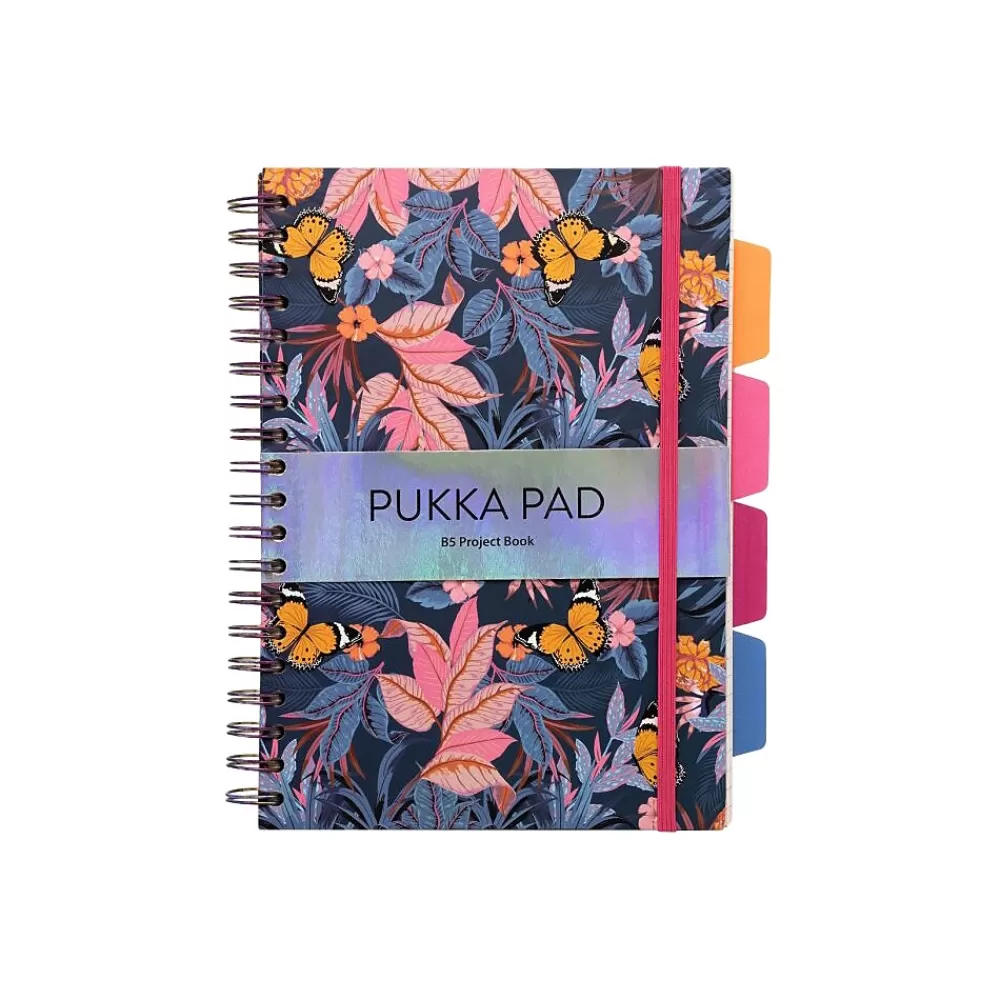Pukka Pad Subject Notebooks<Bloom 5-Subject Subject Notebooks, 6.9" x 9.8", College Ruled, 100 Sheets, Assorted Colors, 3/Pack (9494-BLM(ASST))