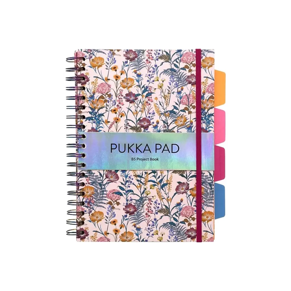Pukka Pad Subject Notebooks<Bloom 5-Subject Subject Notebooks, 6.9" x 9.8", College Ruled, 100 Sheets, Assorted Colors, 3/Pack (9494-BLM(ASST))