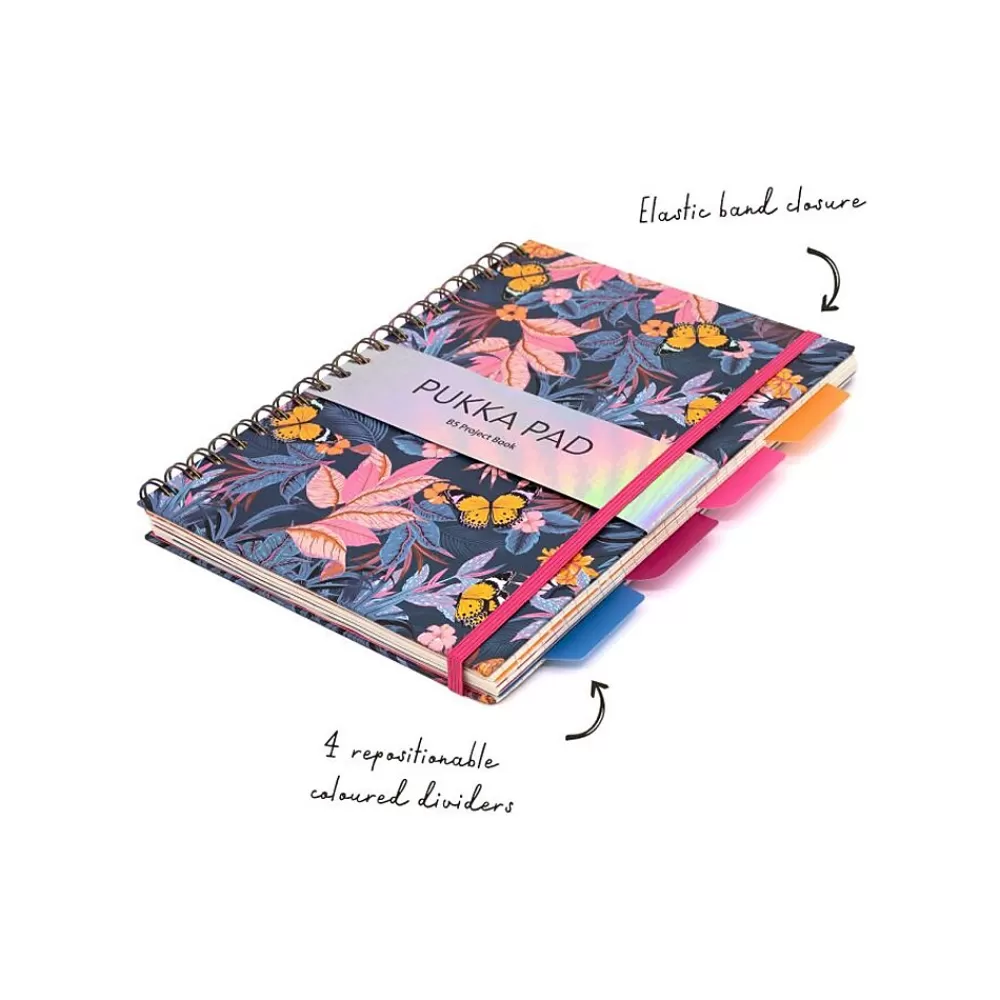 Pukka Pad Subject Notebooks<Bloom 5-Subject Subject Notebooks, 6.9" x 9.8", College Ruled, 100 Sheets, Assorted Colors, 3/Pack (9494-BLM(ASST))