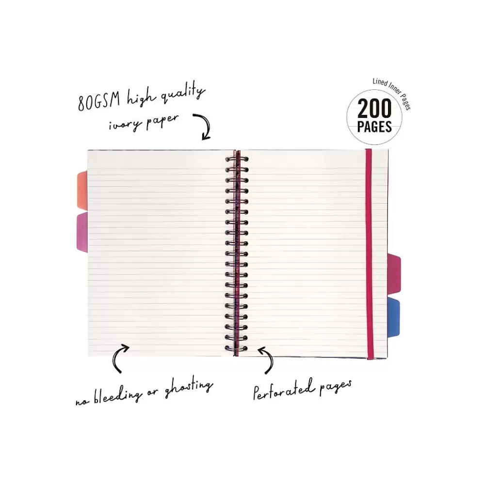 Pukka Pad Subject Notebooks<Bloom 5-Subject Subject Notebooks, 6.9" x 9.8", College Ruled, 100 Sheets, Assorted Colors, 3/Pack (9494-BLM(ASST))