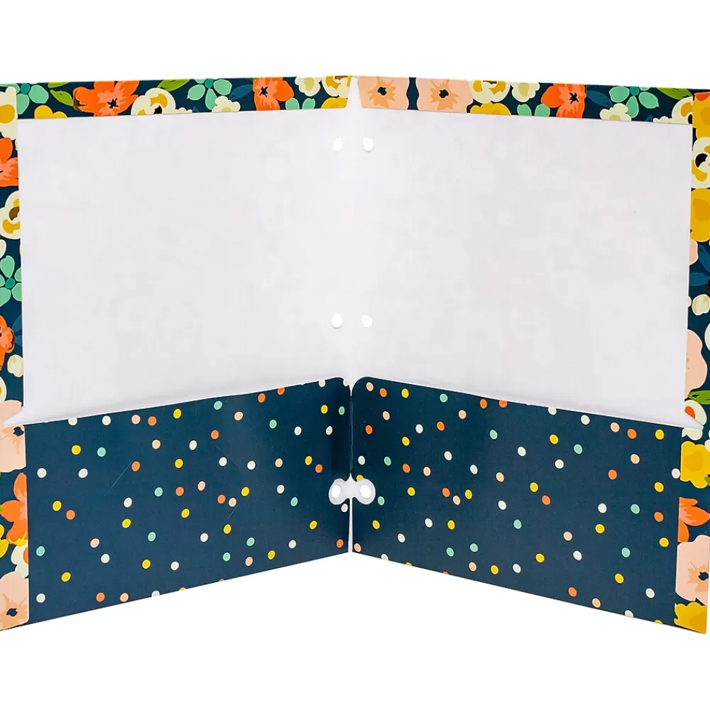 Pukka Pad Pocket Folders<Carpe Diem Floral Love 3-Hole Punched 2-Pocket Portfolio Folders, Assorted Colors, 6/Pack (9098-CD)