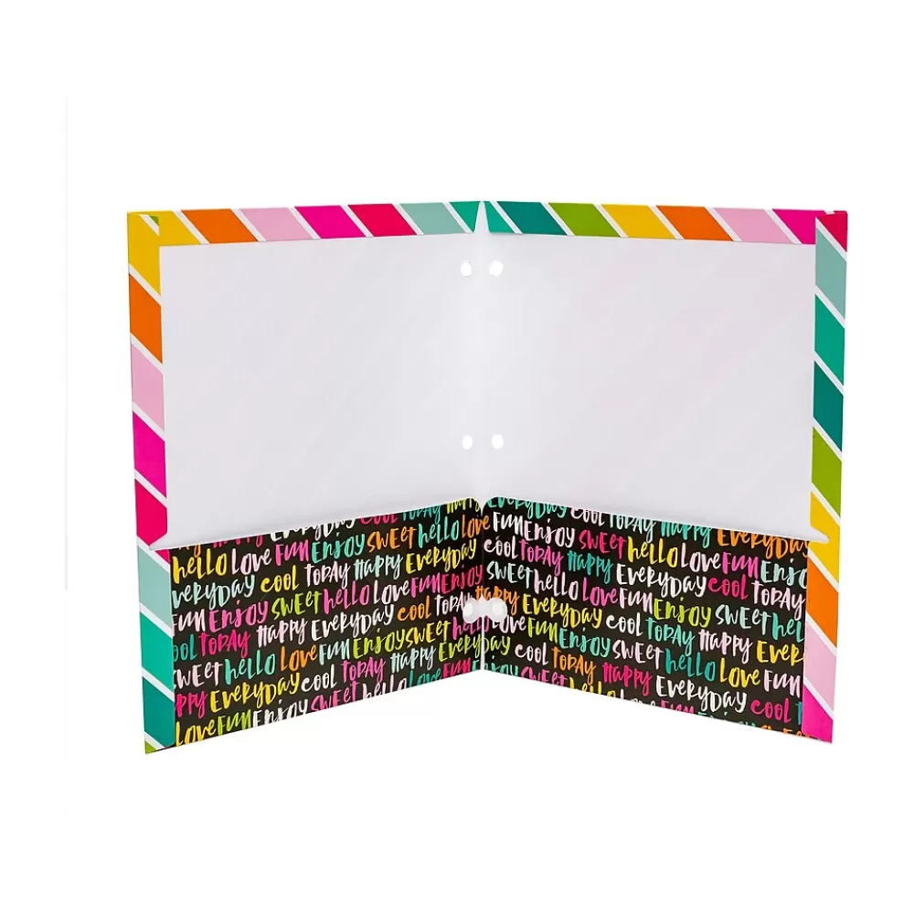 Pukka Pad Pocket Folders<Carpe Diem Rainbow Color Wash 3-Hole Punched 2-Pocket Portfolio Folders, Assorted Colors, 6/Pack (9097-CD)