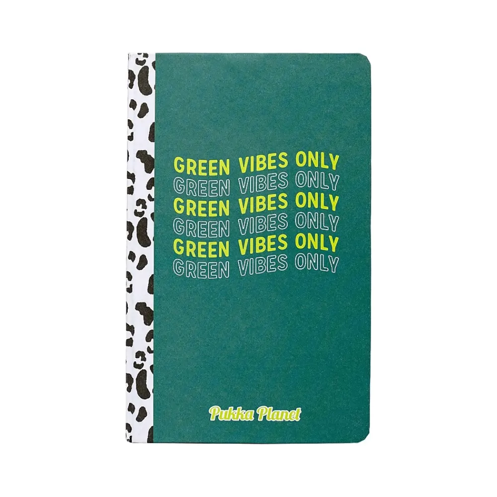 Pukka Pad Composition Notebooks<Green Vibes Only Notebook, 5.28" x 8.46", Wide-Ruled, 96 Sheets, Green (9704-SPP)