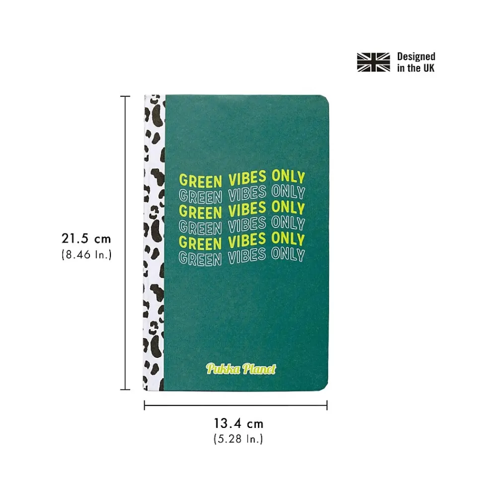 Pukka Pad Composition Notebooks<Green Vibes Only Notebook, 5.28" x 8.46", Wide-Ruled, 96 Sheets, Green (9704-SPP)
