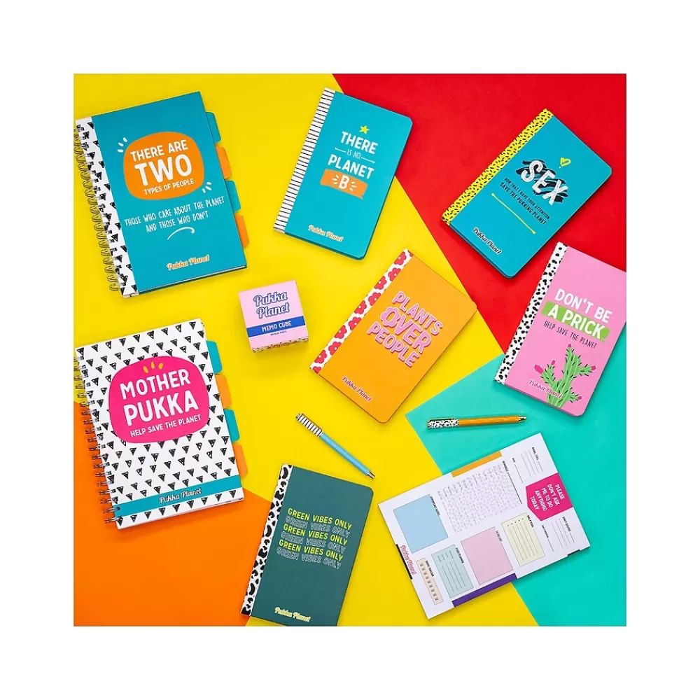 Pukka Pad Composition Notebooks<Green Vibes Only Notebook, 5.28" x 8.46", Wide-Ruled, 96 Sheets, Green (9704-SPP)