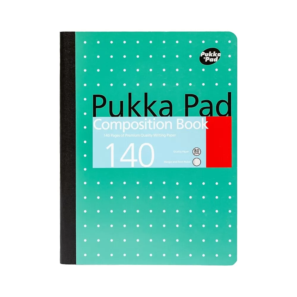 Pukka Pad Composition Notebooks<Metallic Composition Notebook, 7.5" x 9.75", College-Ruled, 70 Sheets, Green, 4/Pack (8796-MET)