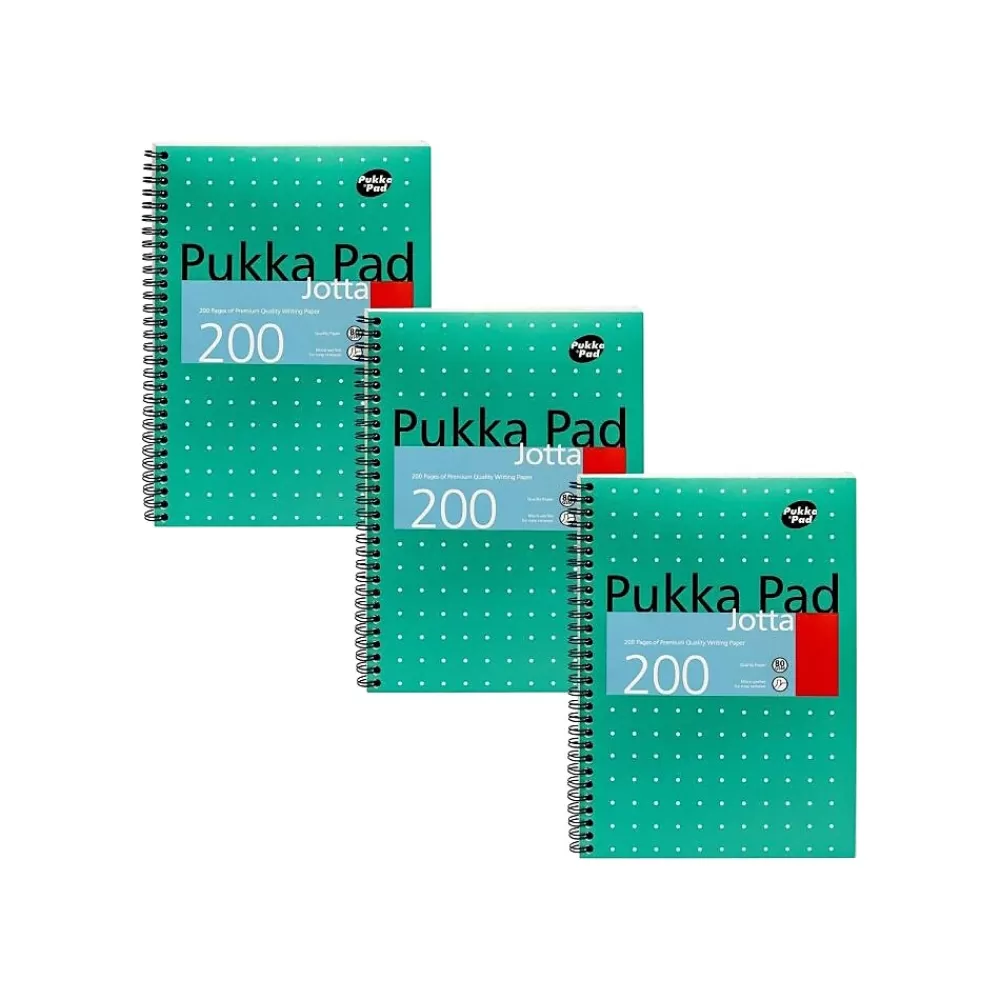 Pukka Pad Notebooks<Metallic Jotta Professional Notebooks, 6.9" x 9.8", College Ruled, 100 Sheets, Green, 3/Pack (8520-MET)