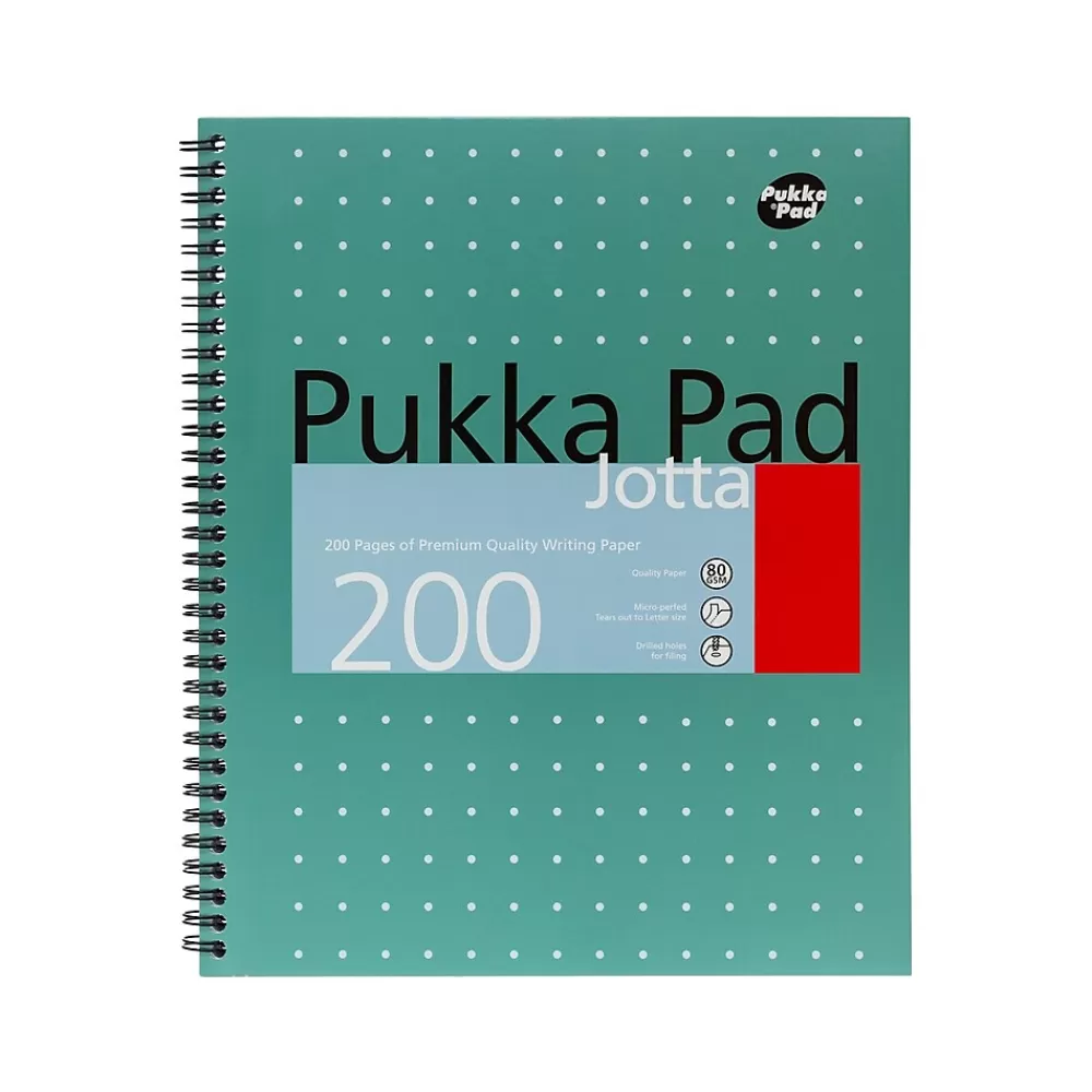 Pukka Pad Notebooks<Metallic Jotta Professional Notebooks, 8.5" x 11", College Ruled, 100 Sheets, Green, 3/Pack (8751-MET)