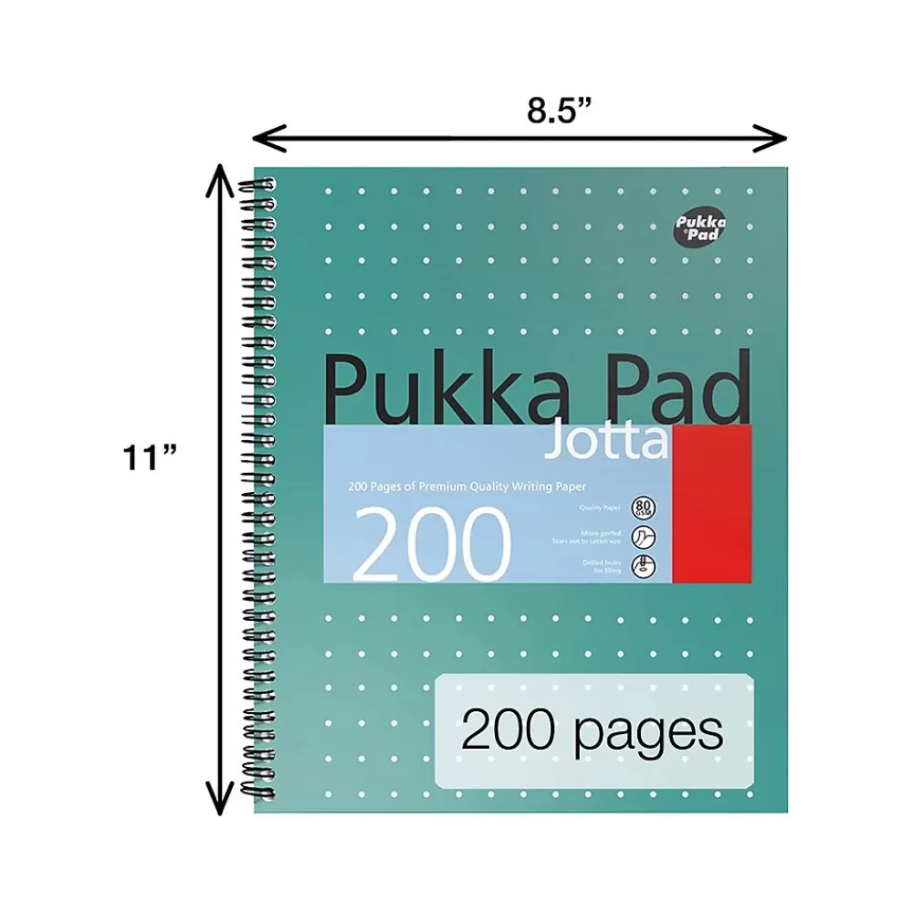 Pukka Pad Notebooks<Metallic Jotta Professional Notebooks, 8.5" x 11", College Ruled, 100 Sheets, Green, 3/Pack (8751-MET)