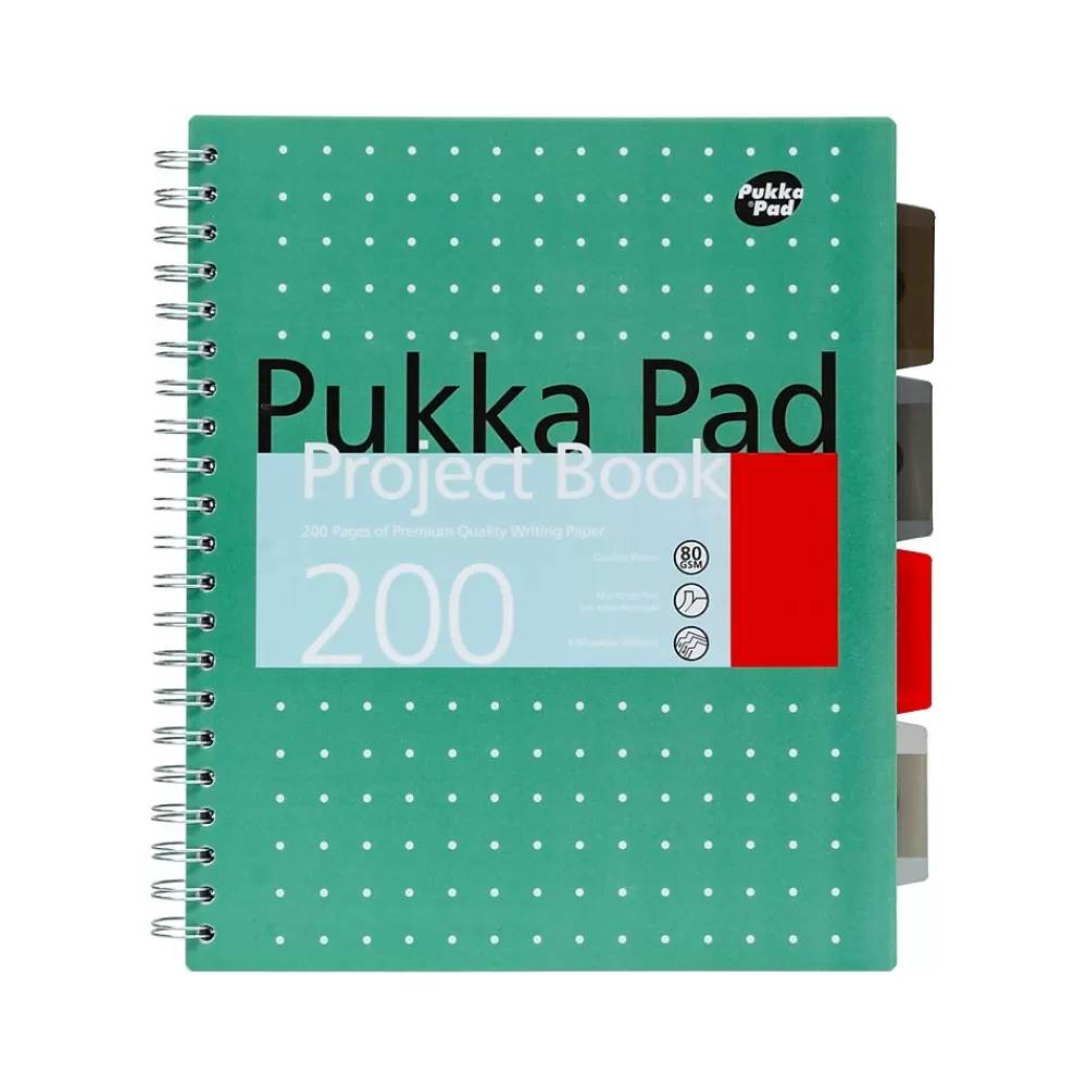 Pukka Pad Subject Notebooks<Metallic 5-Subject Notebook, Ruled, 100 Sheets, Green, 3/Pack (8748-MET)