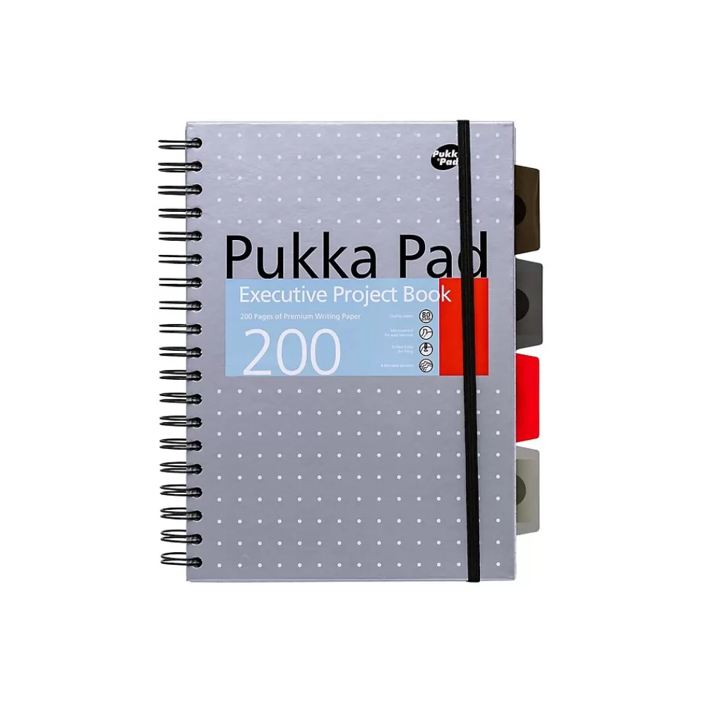 Pukka Pad Subject Notebooks<Metallic 5-Subject Subject Notebooks, 6.9" x 9.8", College Ruled, 100 Sheets, Assorted Colors, 3/Pack (9589-MET)