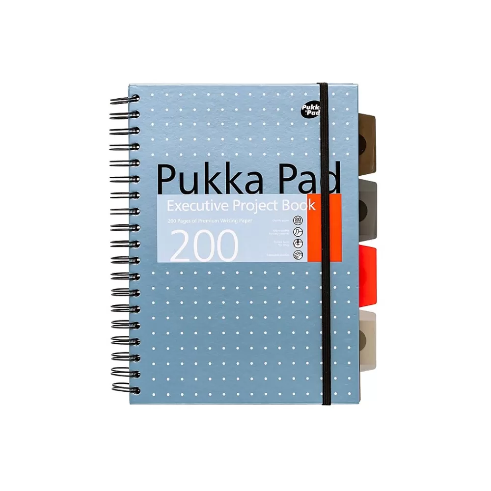 Pukka Pad Subject Notebooks<Metallic 5-Subject Subject Notebooks, 6.9" x 9.8", College Ruled, 100 Sheets, Assorted Colors, 3/Pack (9589-MET)