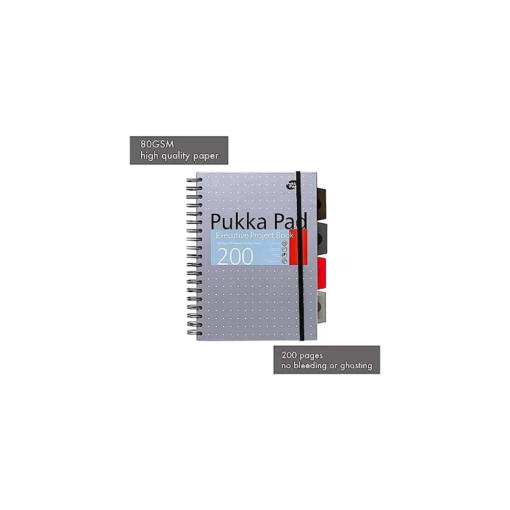 Pukka Pad Subject Notebooks<Metallic 5-Subject Subject Notebooks, 6.9" x 9.8", College Ruled, 100 Sheets, Assorted Colors, 3/Pack (9589-MET)