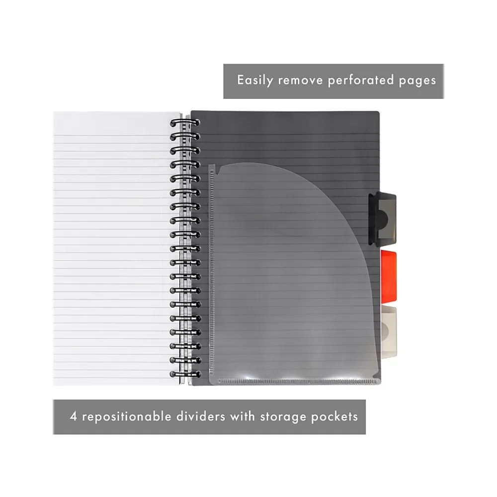 Pukka Pad Subject Notebooks<Metallic 5-Subject Subject Notebooks, 6.9" x 9.8", College Ruled, 100 Sheets, Assorted Colors, 3/Pack (9589-MET)