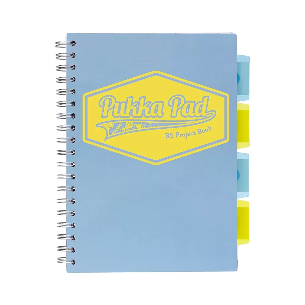 Pukka Pad Subject Notebooks<Pastels 5-Subject Notebooks, 7" x 10", Ruled, 100 Sheets, Assorted Colors, 3/Pack (3032-PST)