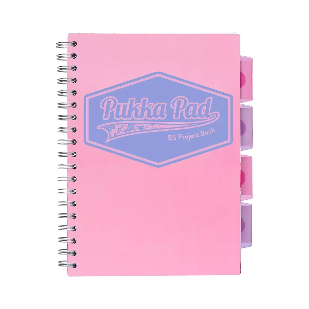 Pukka Pad Subject Notebooks<Pastels 5-Subject Notebooks, 7" x 10", Ruled, 100 Sheets, Assorted Colors, 3/Pack (3032-PST)
