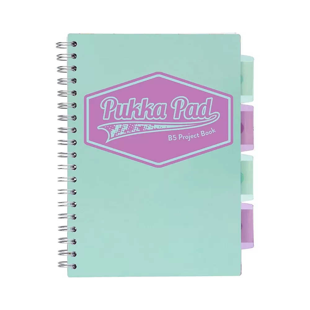 Pukka Pad Subject Notebooks<Pastels 5-Subject Notebooks, 7" x 10", Ruled, 100 Sheets, Assorted Colors, 3/Pack (3032-PST)