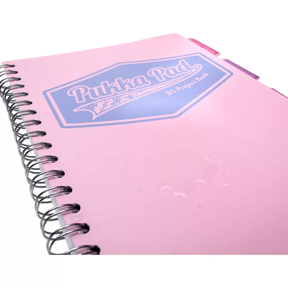 Pukka Pad Subject Notebooks<Pastels 5-Subject Notebooks, 7" x 10", Ruled, 100 Sheets, Assorted Colors, 3/Pack (3032-PST)