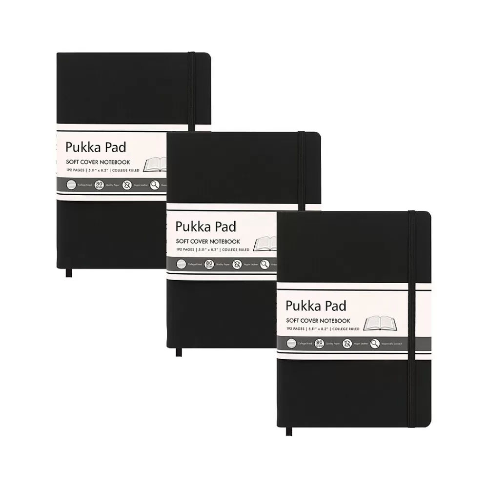 Pukka Pad Notebooks<Professional Notebook, 5.11" x 8.2", College-Ruled, 96 Sheets, Black, 3/Pack (9940-SIG(3))