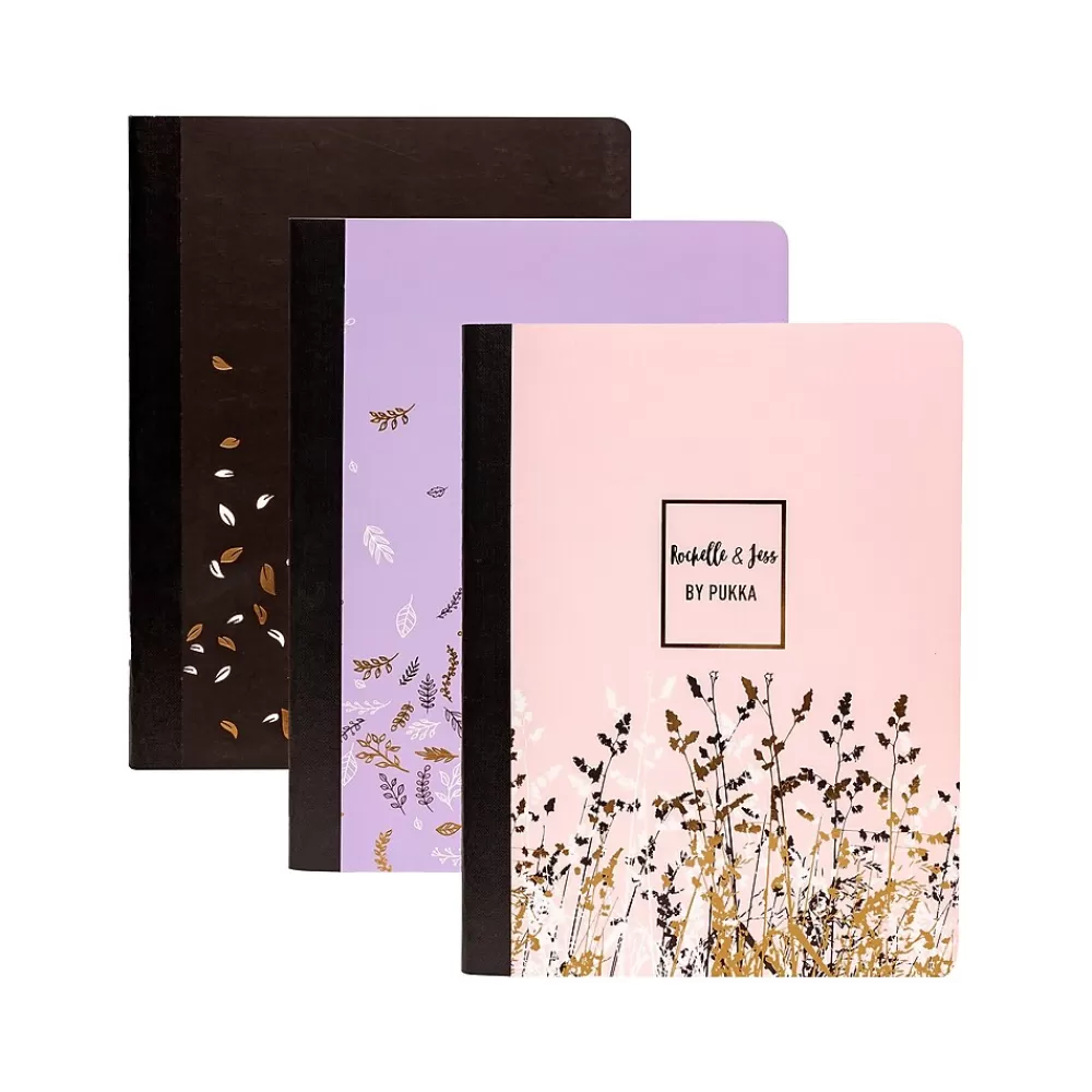 Pukka Pad Composition Notebooks<Rochelle & Jess Composition Notebooks, 7.5" x 9.75", College Ruled, 70 Sheets, Assorted Colors, 3/Pack (9107-ROC)