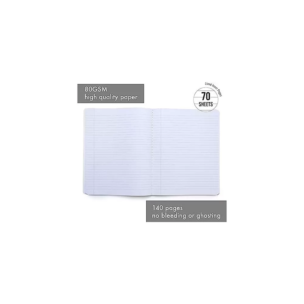 Pukka Pad Composition Notebooks<Rochelle & Jess Composition Notebooks, 7.5" x 9.75", College Ruled, 70 Sheets, Assorted Colors, 3/Pack (9107-ROC)