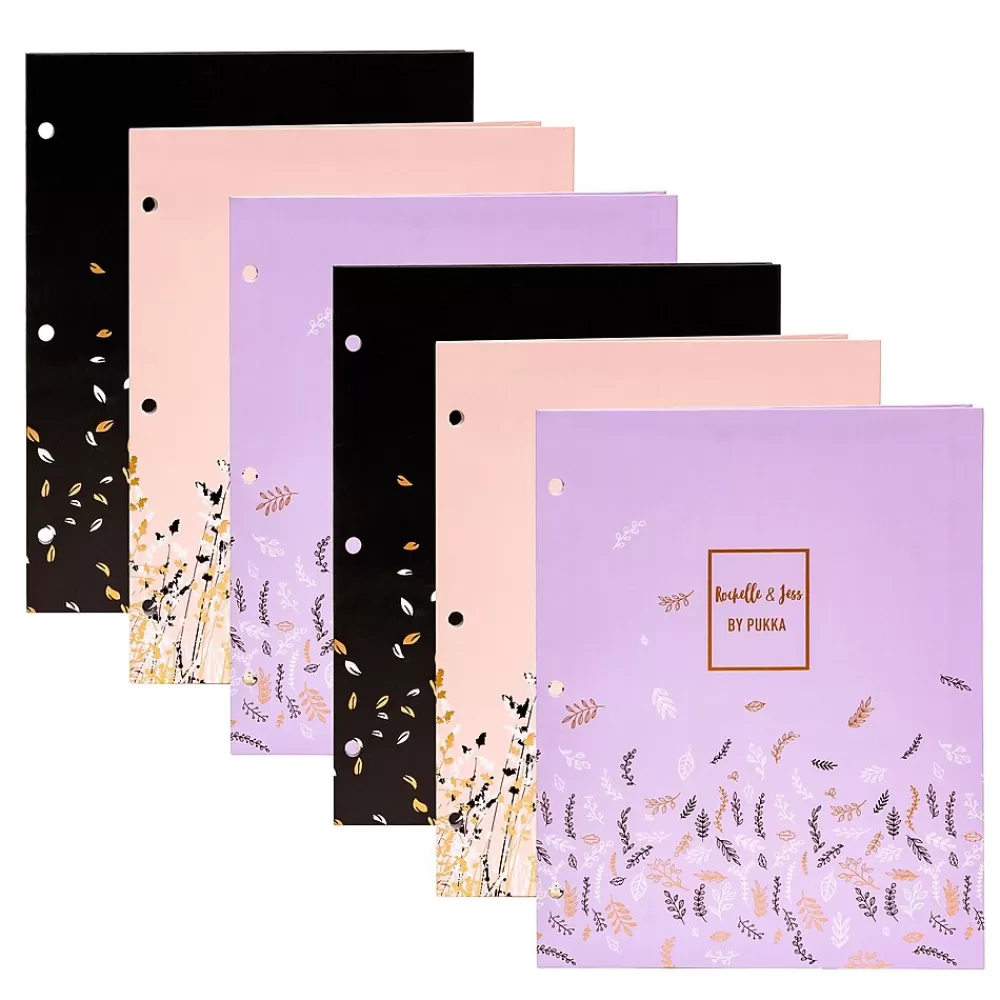 Pukka Pad Pocket Folders<Rochelle & Jess 3-Hole Punched 2-Pocket Portfolio Folders, Assorted Colors, 6/Pack (9108-ROC)