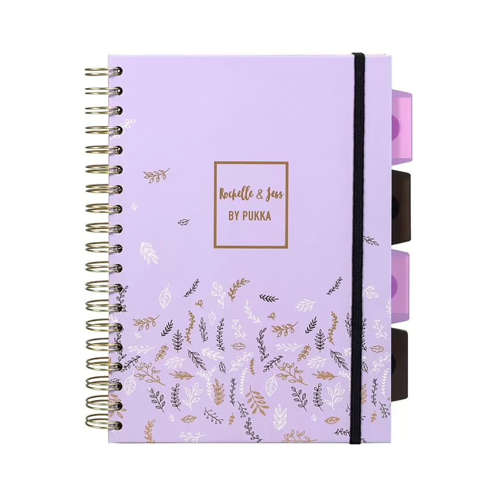 Pukka Pad Subject Notebooks<Rochelle & Jess 5-Subject Notebook, 7.5" x 10", Graph-Ruled, 100 Sheets, Lilac, 3/Pack (9917-ROC)