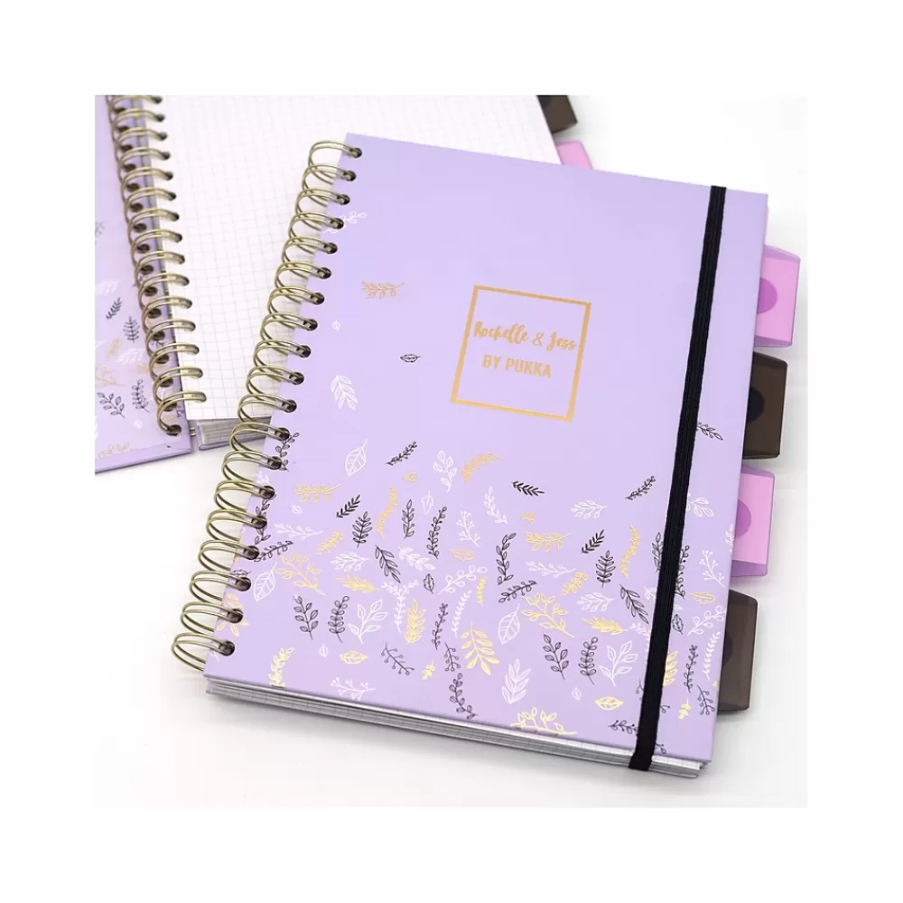 Pukka Pad Subject Notebooks<Rochelle & Jess 5-Subject Notebook, 7.5" x 10", Graph-Ruled, 100 Sheets, Lilac, 3/Pack (9917-ROC)