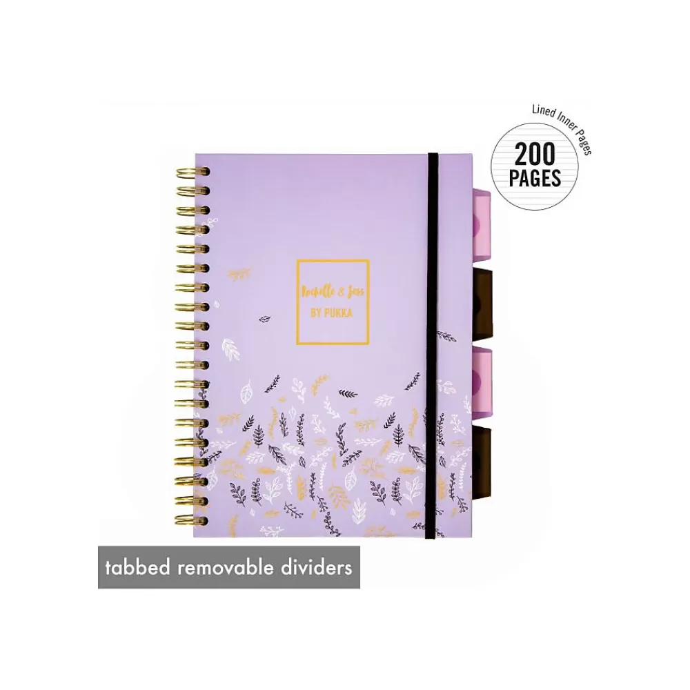 Pukka Pad Subject Notebooks<Rochelle & Jess 5-Subject Subject Notebooks, 6.9" x 9.8", College Ruled, 100 Sheets, Assorted Colors, 3/Pk (9447-ROC)