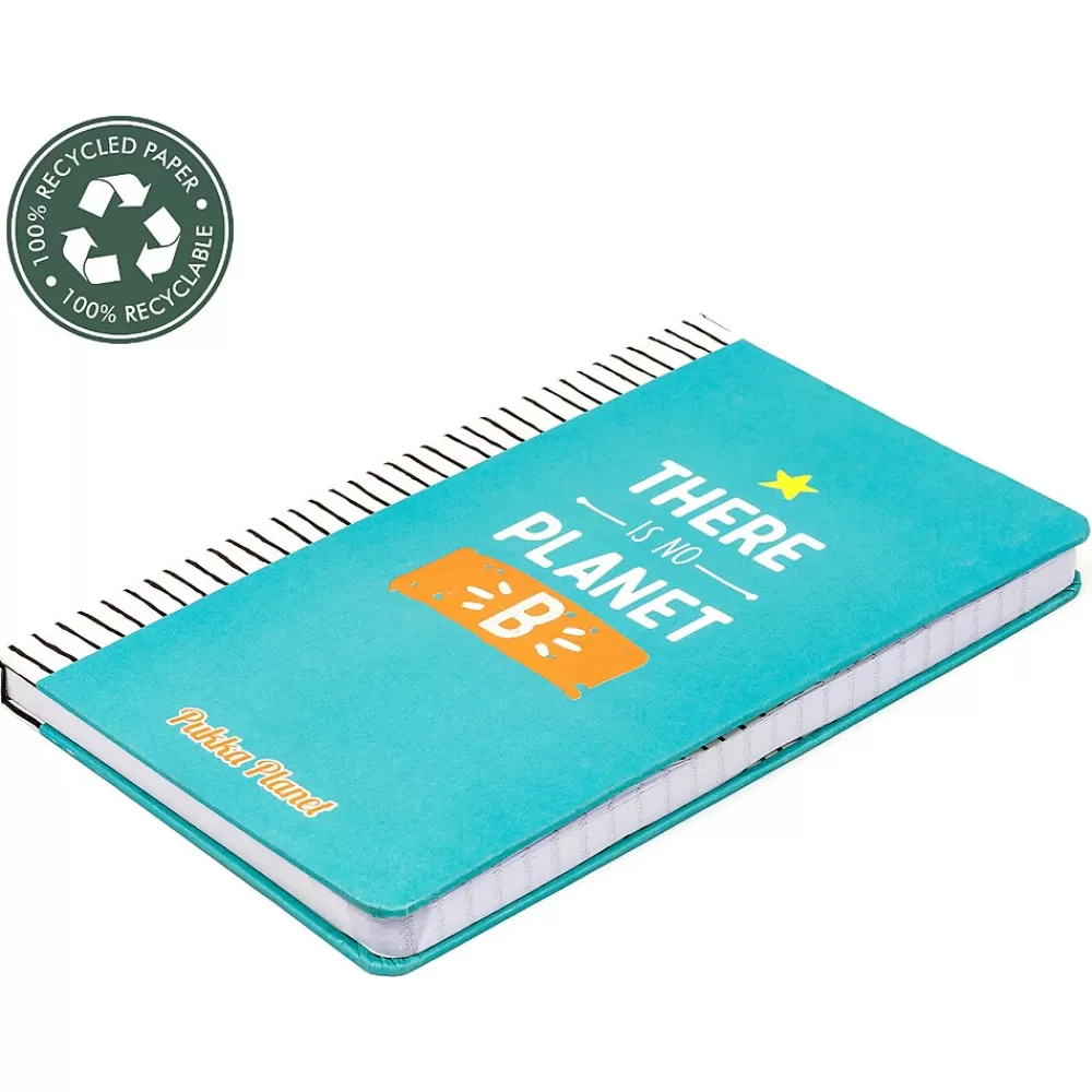Pukka Pad Composition Notebooks<There Is No Planet B Notebook, 5.28" x 8.46", Wide-Ruled, 96 Sheets, Blue (9703-SPP)