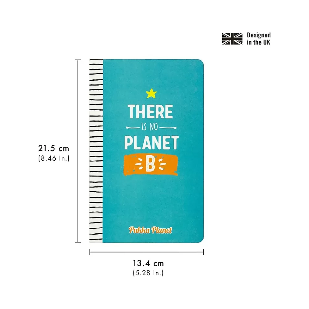 Pukka Pad Composition Notebooks<There Is No Planet B Notebook, 5.28" x 8.46", Wide-Ruled, 96 Sheets, Blue (9703-SPP)