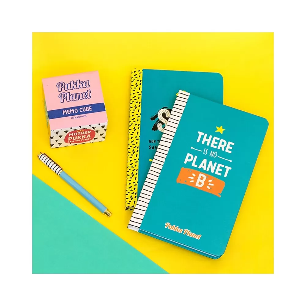 Pukka Pad Composition Notebooks<There Is No Planet B Notebook, 5.28" x 8.46", Wide-Ruled, 96 Sheets, Blue (9703-SPP)