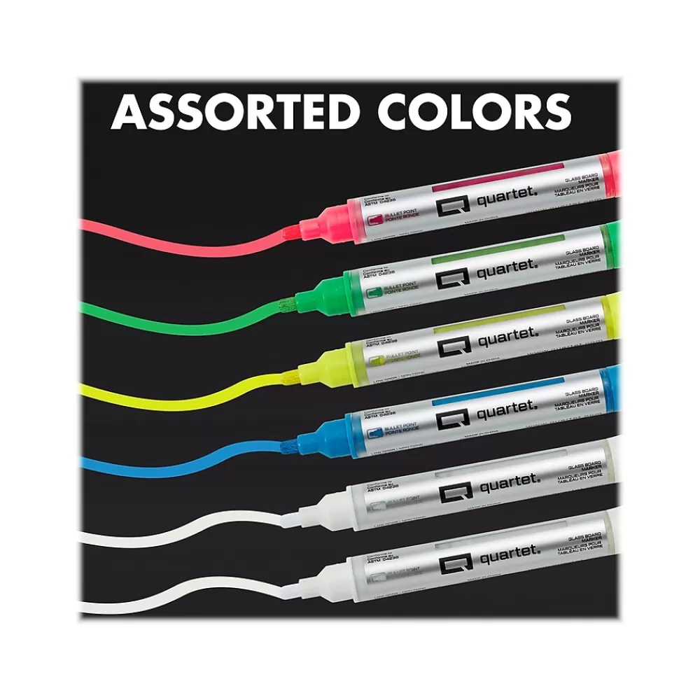Quartet Markers<Dry Erase Markers, White/Neon Pink/Neon Green/Neon Blue/Neon Yellow, 6/Pack (79559Q)