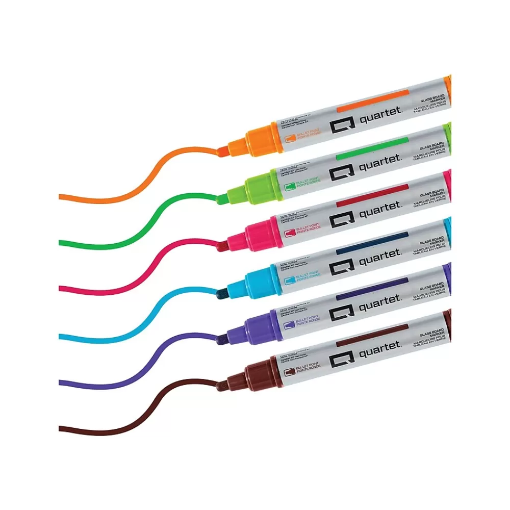Quartet Markers<Premium Dry Erase Markers, Bullet Tip, Assorted Color Inks, 6/Pack (79556)
