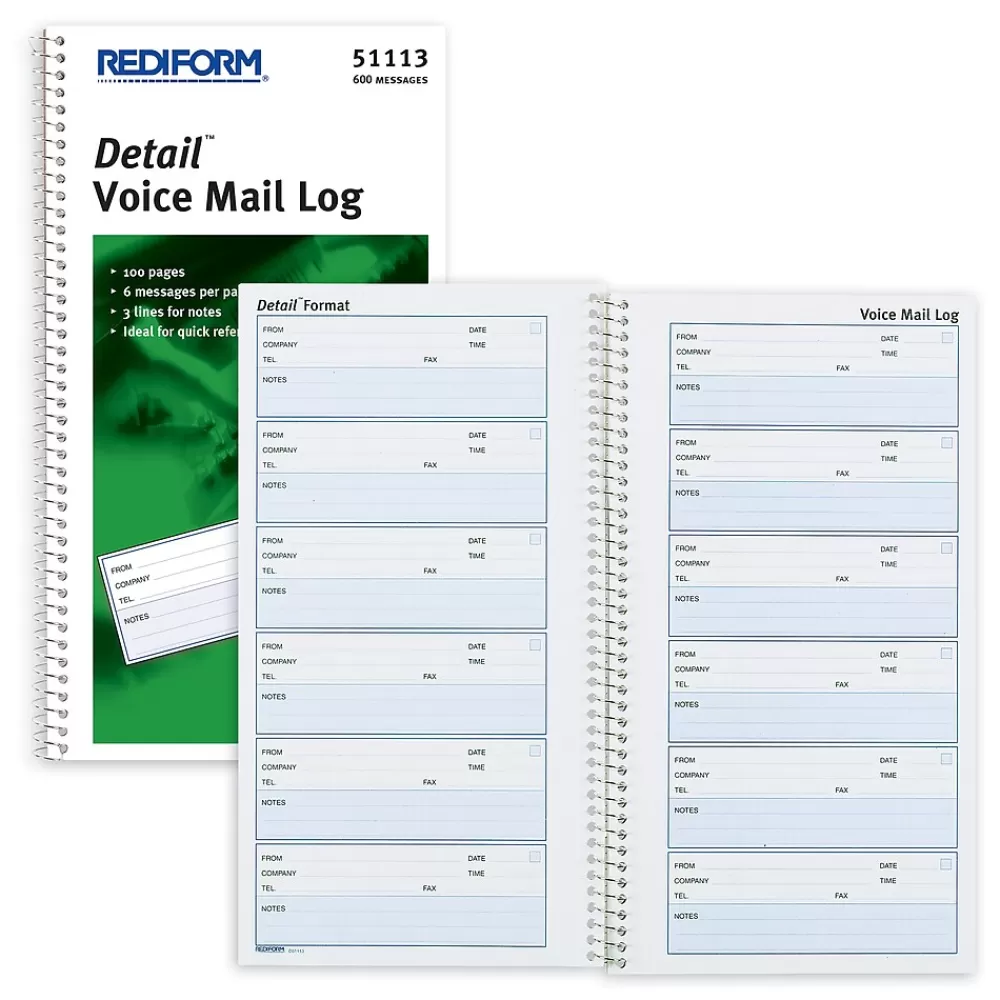 Rediform Notepads<Detail Message Pad, 10.63" x 5.63", Unruled, White, 100 Sheets/Pad (51113)