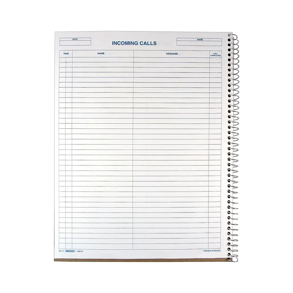 Rediform Notepads<Incoming/Outgoing Call Register, 8.5" x 11", White, 100 Sheets/Pad (50111)