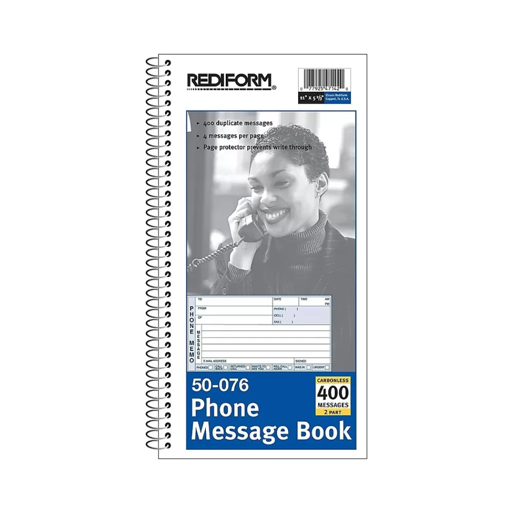 Rediform Notepads<Phone Message Pad, 3" x 5", White/Blue, 100 Sheets/Pad (50076)