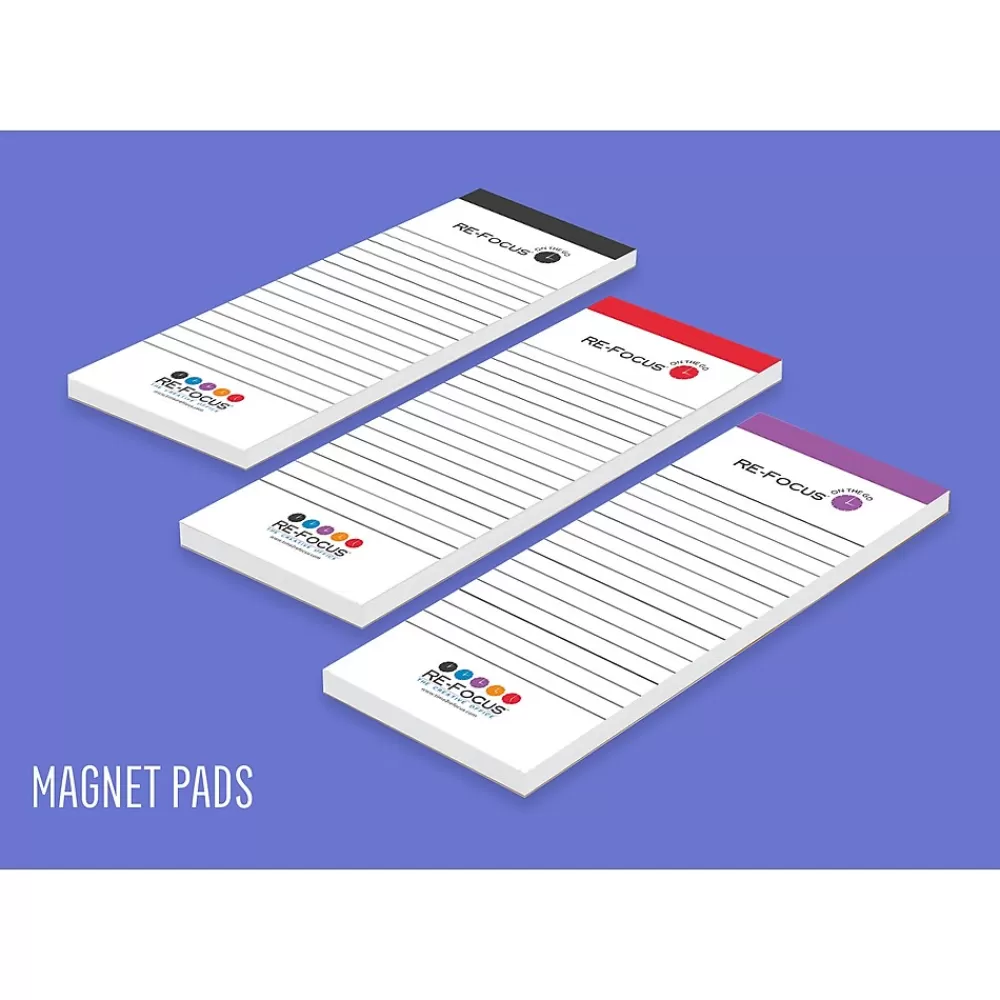 RE-FOCUS THE CREATIVE OFFICE Notepads<on the GO Notepad, 3.5" x 9", College Ruled, 50 Sheets/Pad, 3 Pads/Pack (83001)