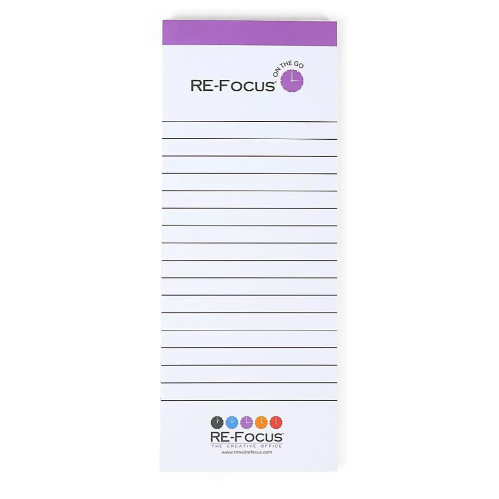 RE-FOCUS THE CREATIVE OFFICE Notepads<on the GO Notepad, 3.5" x 9", College Ruled, 50 Sheets/Pad, 3 Pads/Pack (83001)