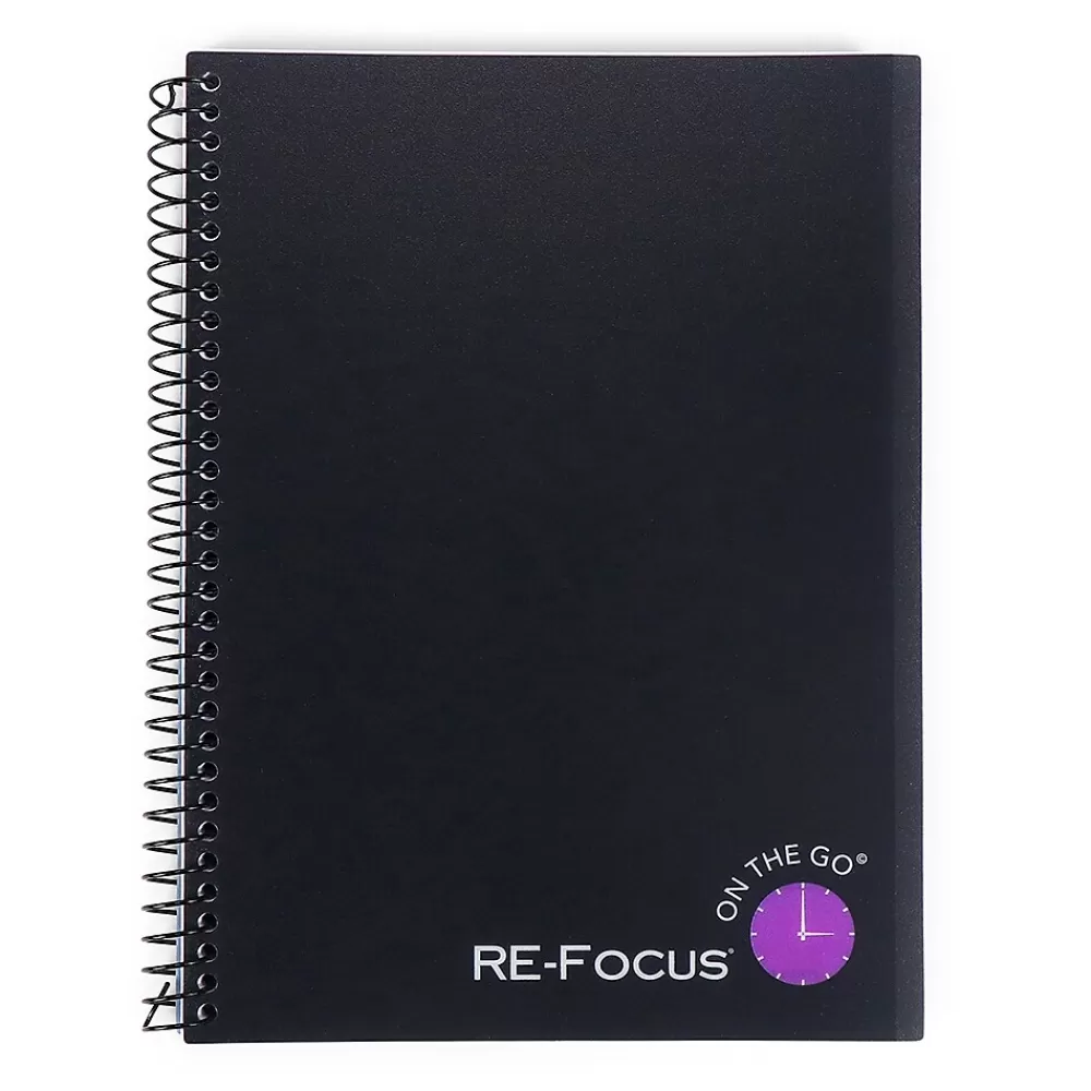 RE-FOCUS THE CREATIVE OFFICE Notepads<on the GO Notepad, College Ruled, Black, 142 Sheets/Pad (88001)