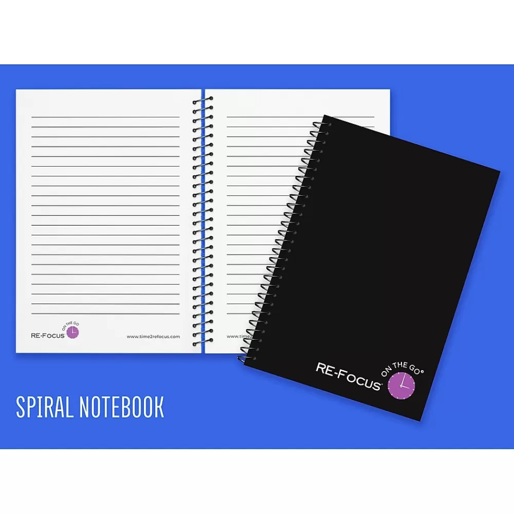 RE-FOCUS THE CREATIVE OFFICE Notepads<on the GO Notepad, College Ruled, Black, 142 Sheets/Pad (88001)