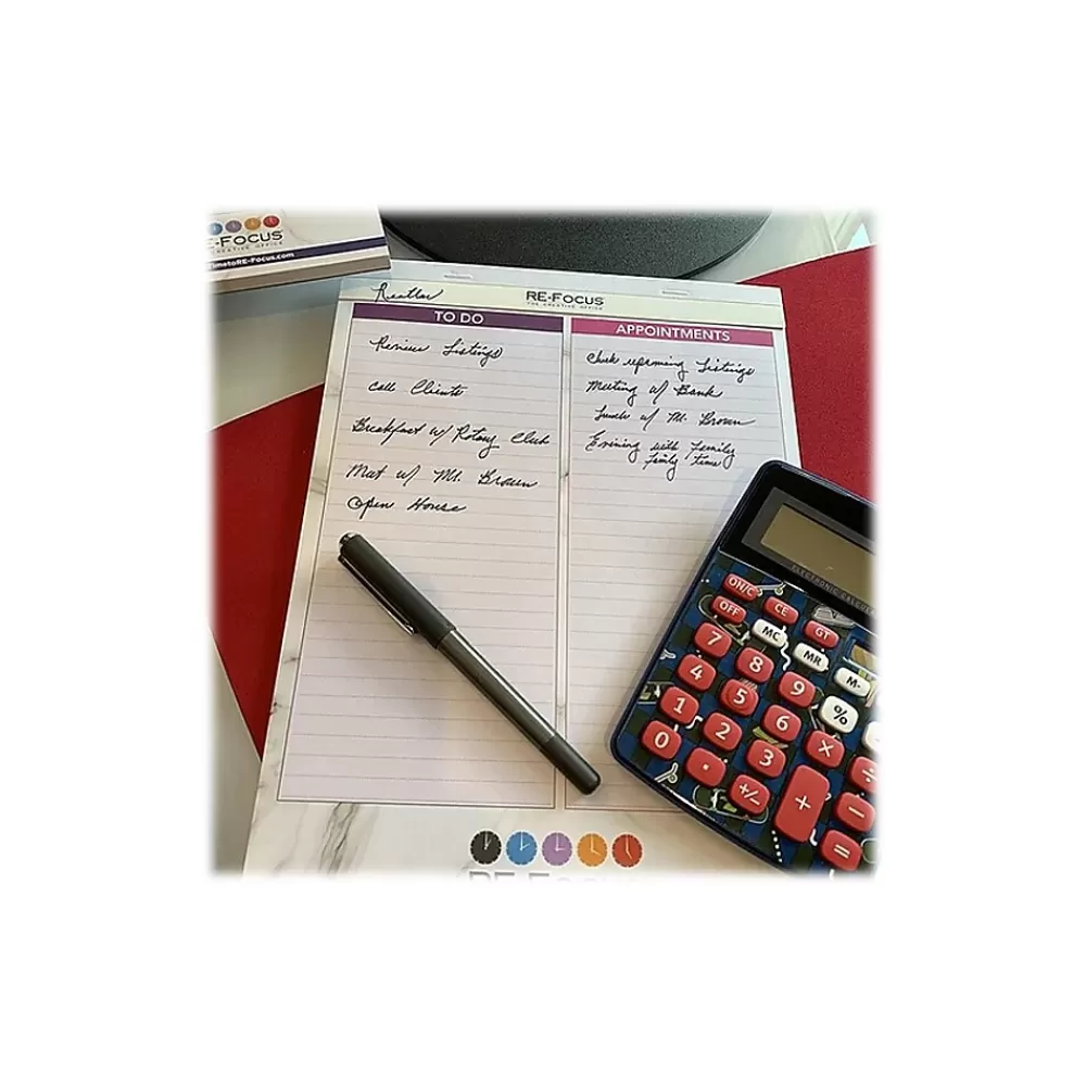 RE-FOCUS THE CREATIVE OFFICE Notepads<Premium Legal Pad, Ruled, 8.5" x 11.75", Pink, 30 Sheets/Pad, 2 Pads (40002)