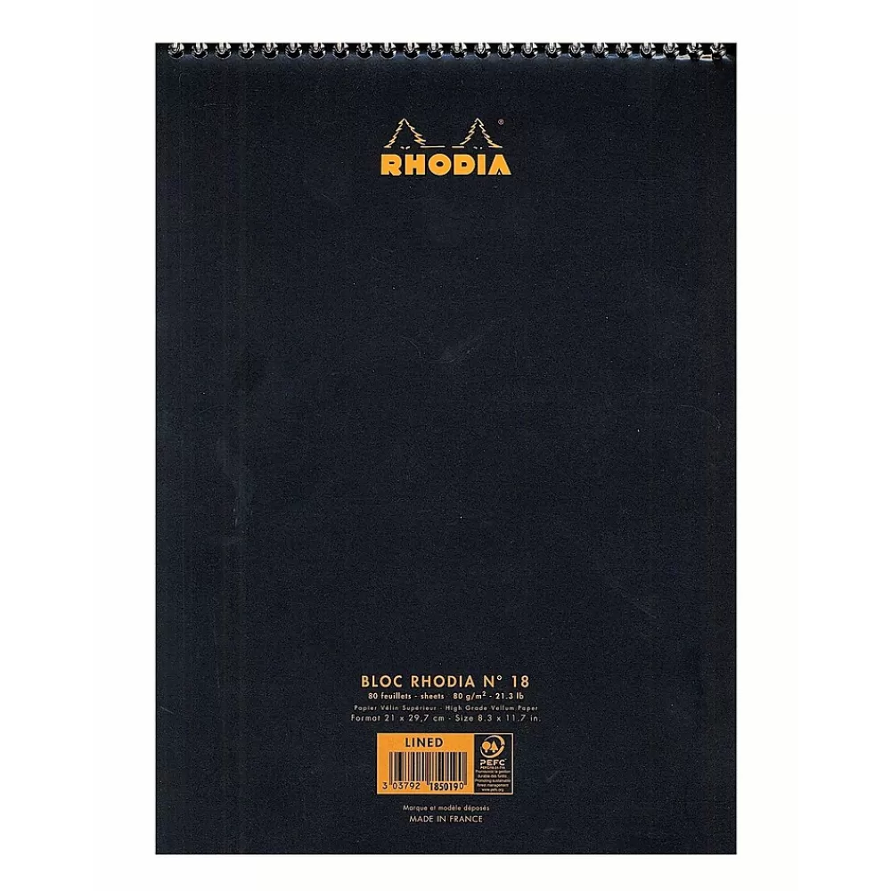 Rhodia Notepads<Wirebound Notebooks Ruled 8 1/4 In. X 12 1/2 In. Black (185019)