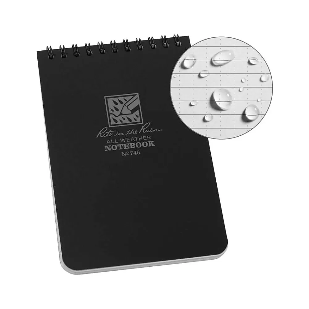 Rite In The Rain Notebooks<All-Weather Pocket Notebook, 4" x 6", 50 Sheets, Black (746)