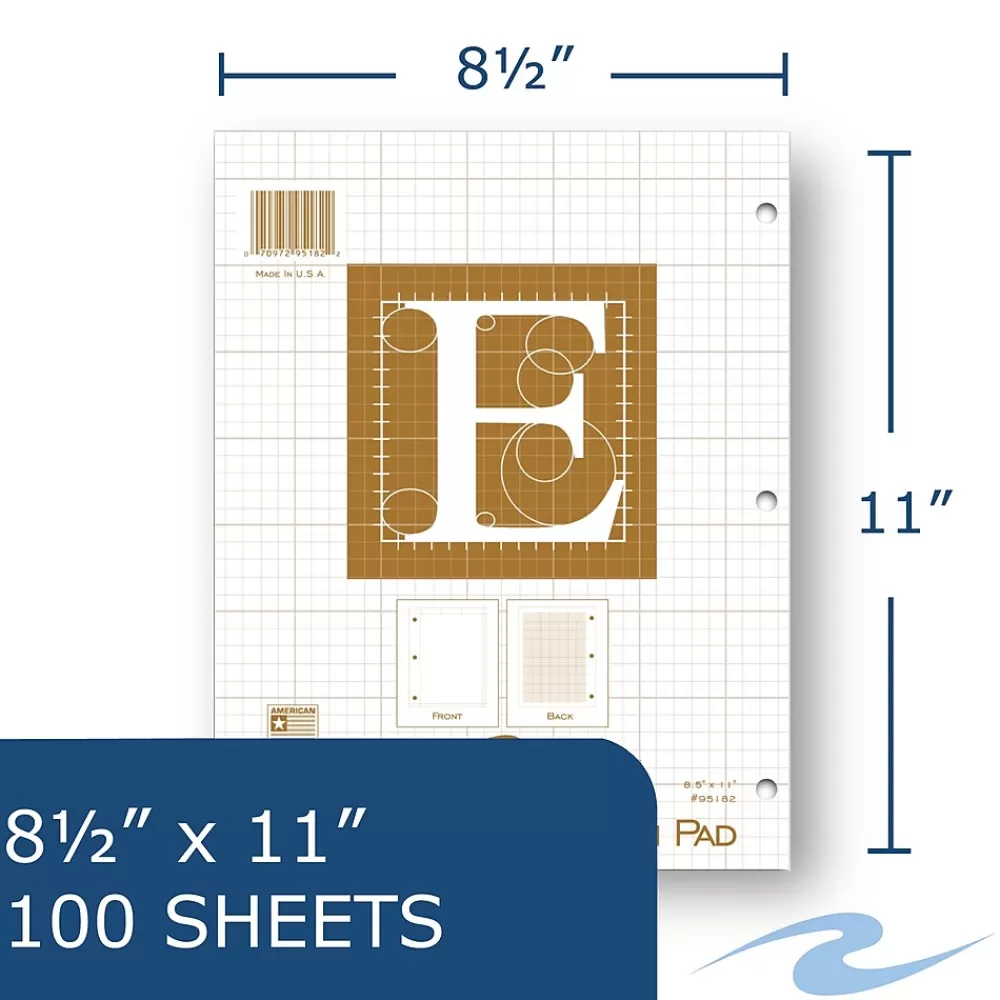 Roaring Spring Paper Products Notebooks<Roaring Spring Engineer Calculation 1-Subject Computation Notebooks, 8.5" x 11", Graph Ruled, 100 Sheets, Manila (95182)