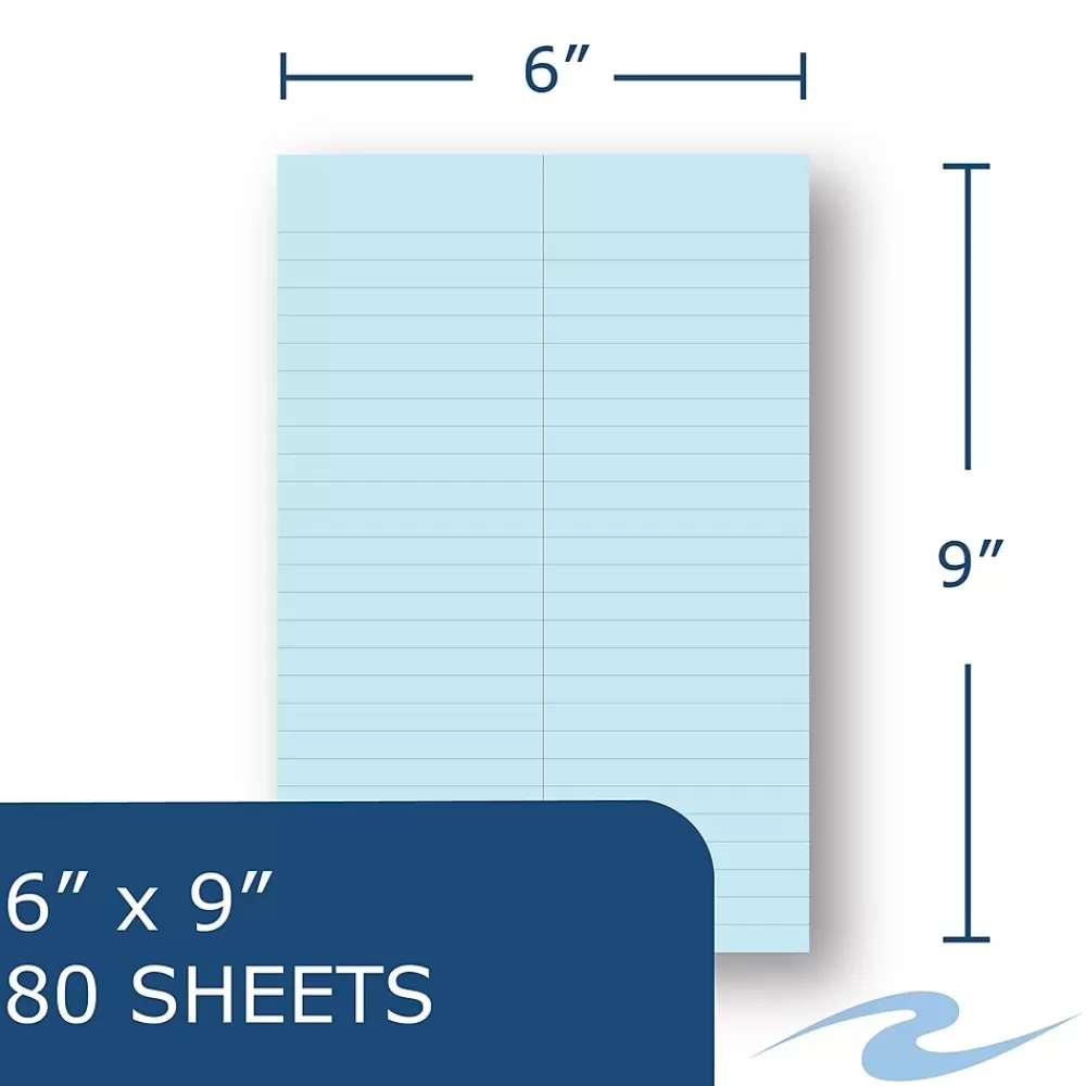 Roaring Spring Paper Products Notepads<Roaring Spring Enviroshades Steno Notebook, 6" x 9", 80 Sheets/Pad, Gregg Ruled, Recycled Blue Paper, 4 Books/Pk (12284)