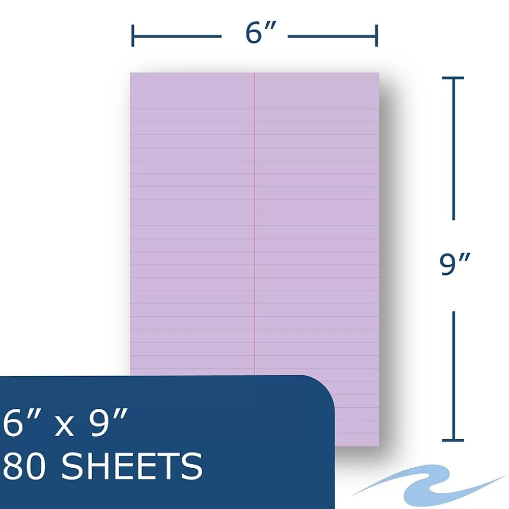 Roaring Spring Paper Products Notepads<Roaring Spring Enviroshades Steno Notebook, 6" x 9", 80 Sheets/Pad, Gregg Ruled, Recycled Orchid Paper, 4 Bks/Pk (12264)